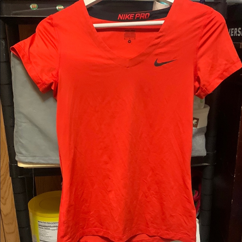 Nike Pro Red V-Neck T-Shirt